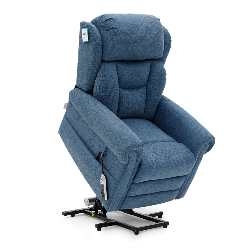 Notting Hill Petite Power Lift Riser Recliner Chair in Denim Blue Fabric Specifications
