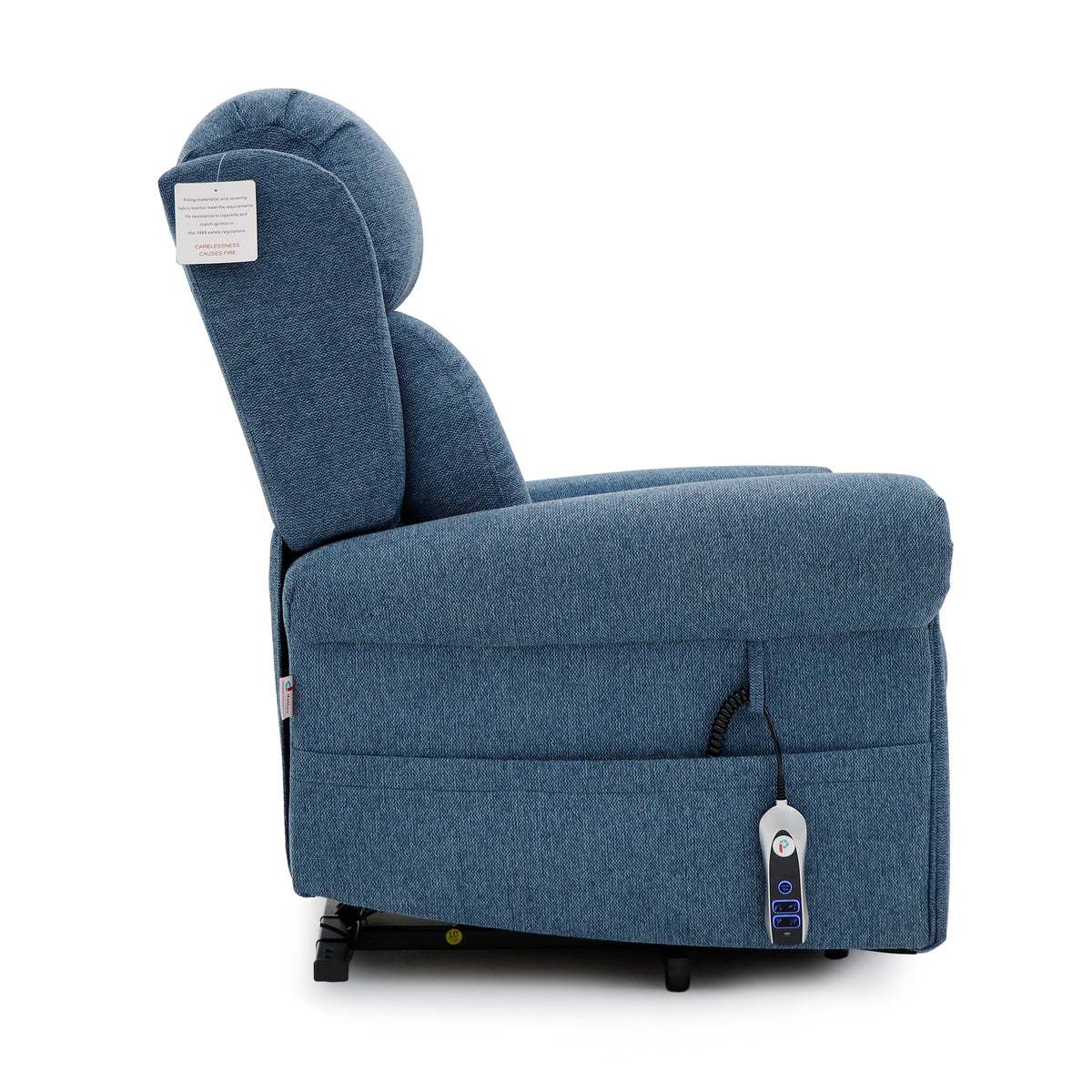 Notting Hill Petite Power Lift Riser Recliner Chair in Denim Blue Fabric