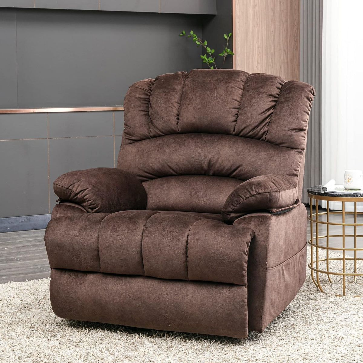 Devon Orthopaedic Power Lift Armchair in Warm Chestnut Brown Twill with OKIN Drive Motor, USB Charger & Lumbar Heat