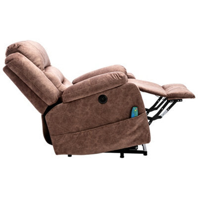 Lancaster Rise & Recline Massage Chair in Saddle Brown