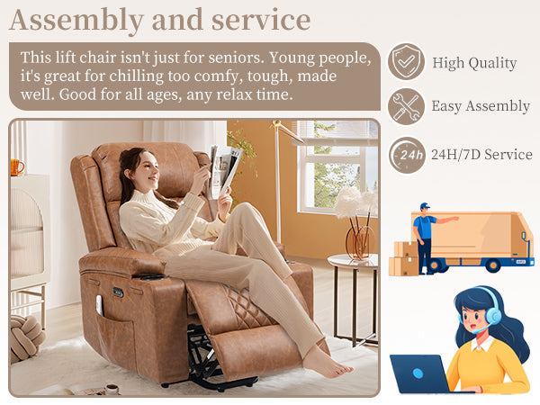 Bristol Orthopaedic Power Lift Armchair in Vintage Chestnut Brown PU Leather with Type-C Port & Heated Massage