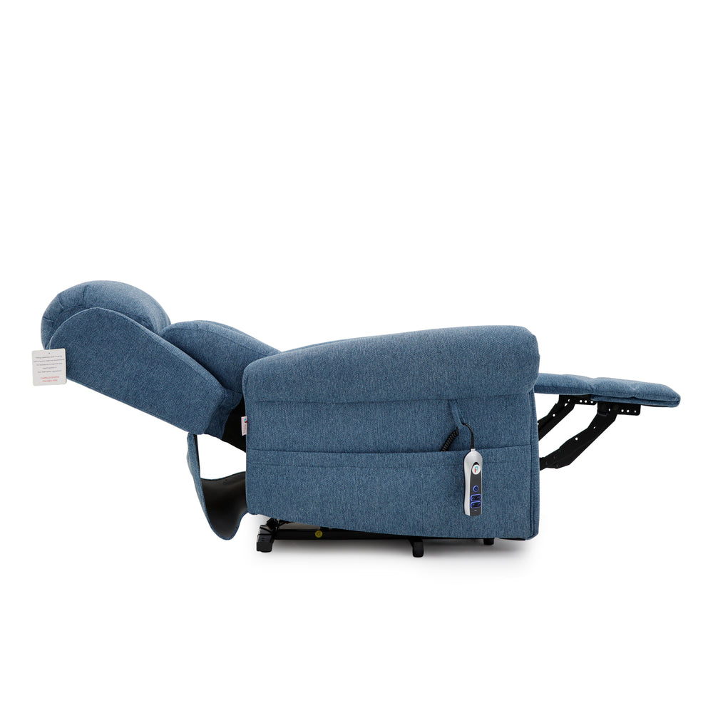 Notting Hill Petite Power Lift Riser Recliner Chair in Denim Blue Fabric