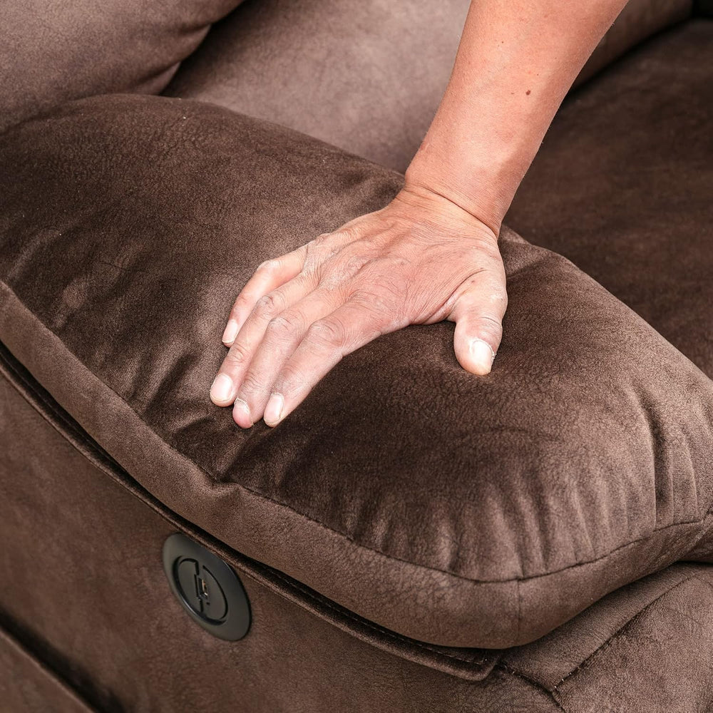 Devon Orthopaedic Power Lift Armchair in Warm Chestnut Brown Twill with OKIN Drive Motor, USB Charger & Lumbar Heat