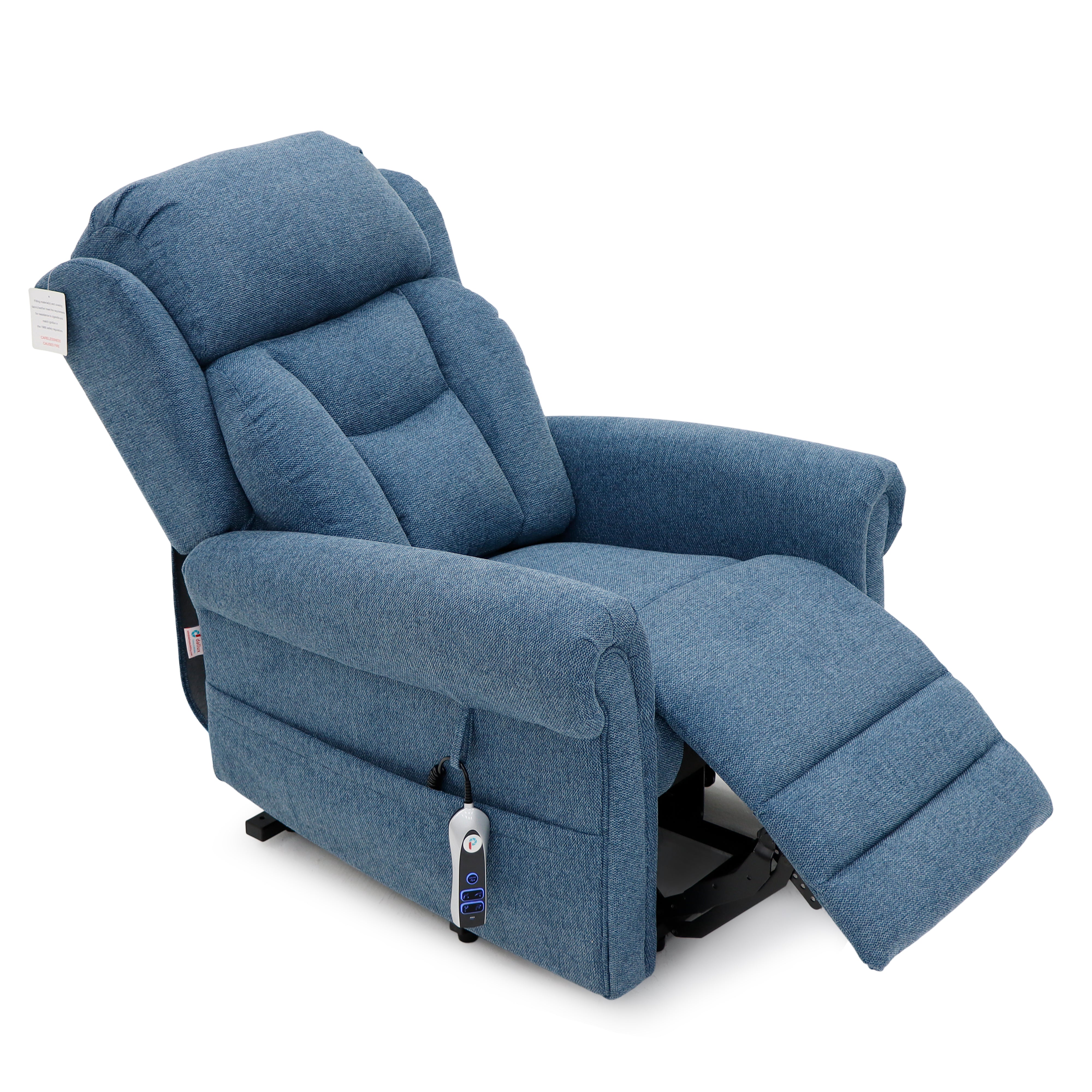 Notting Hill Petite Power Lift Riser Recliner Chair in Denim Blue Fabric