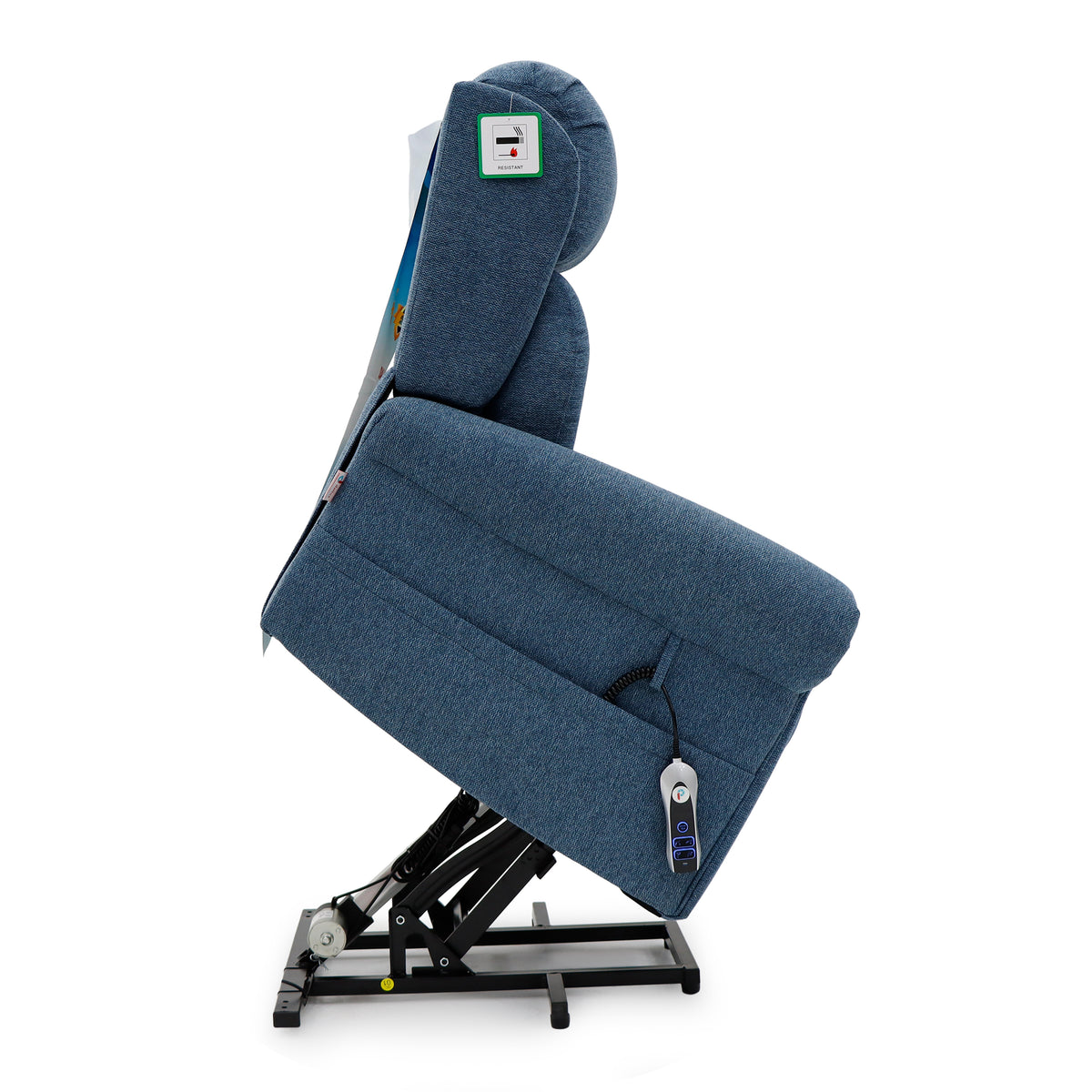 Notting Hill Petite Power Lift Riser Recliner Chair in Denim Blue Fabric
