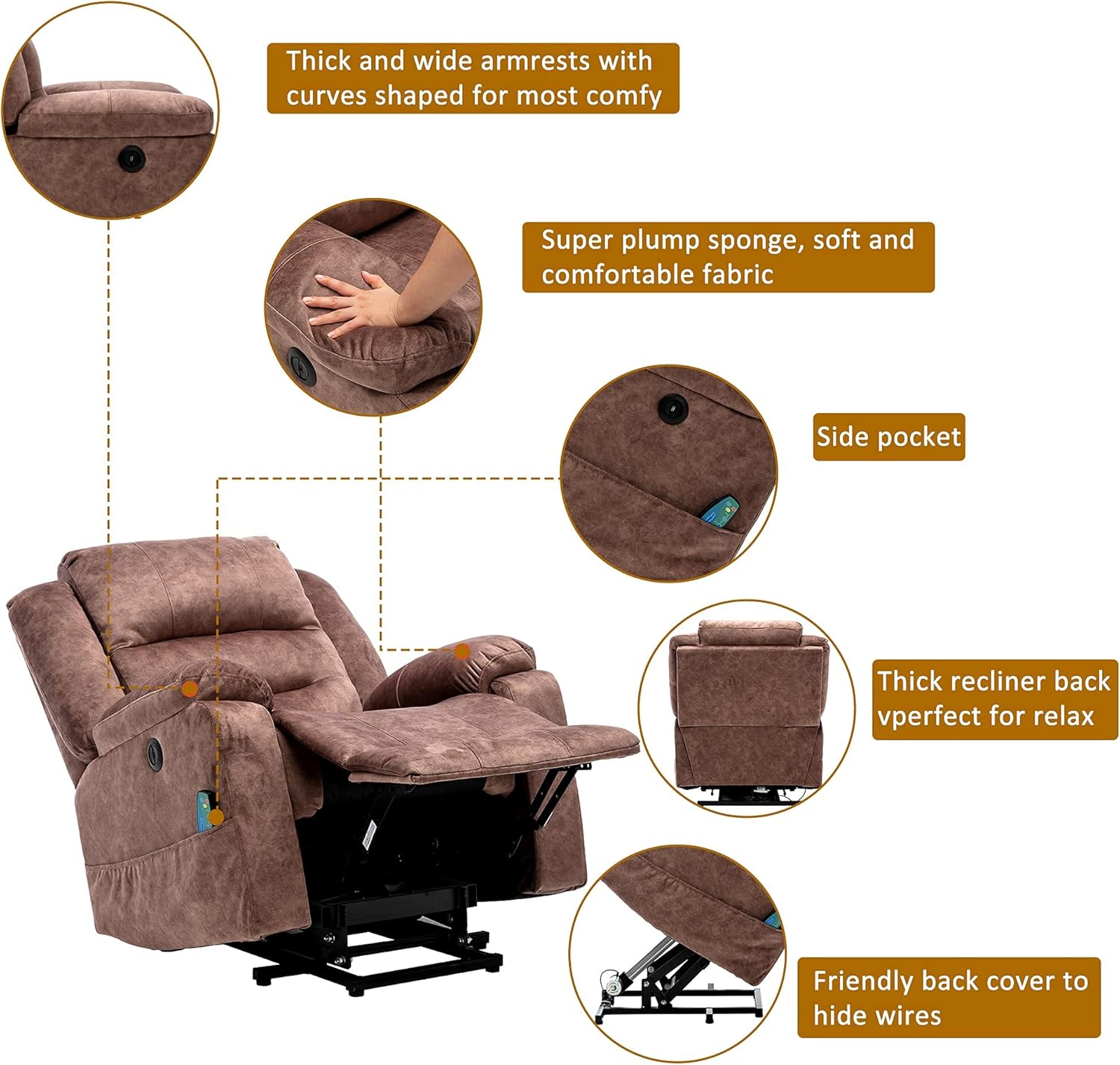Texas Massage Recliner Sofa with Rise & Recline