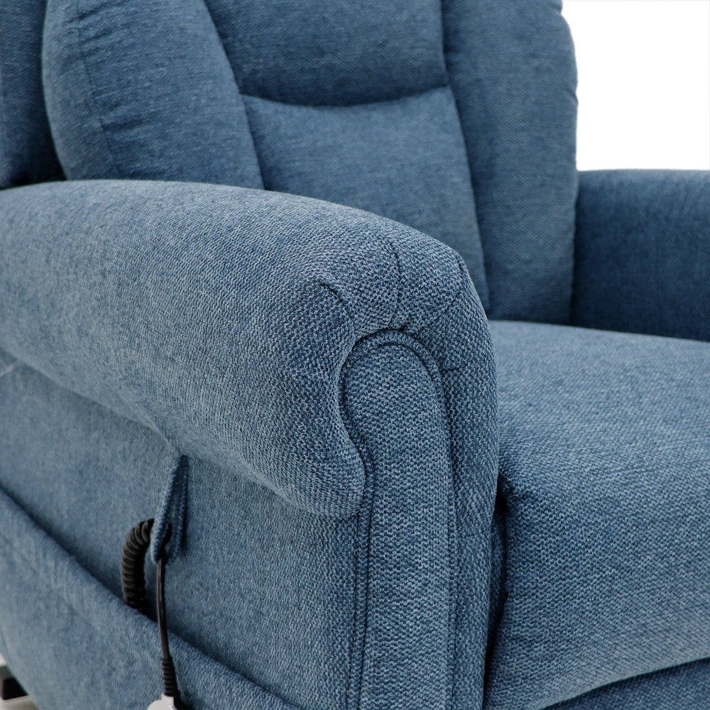Notting Hill Petite Power Lift Riser Recliner Chair in Denim Blue Fabric