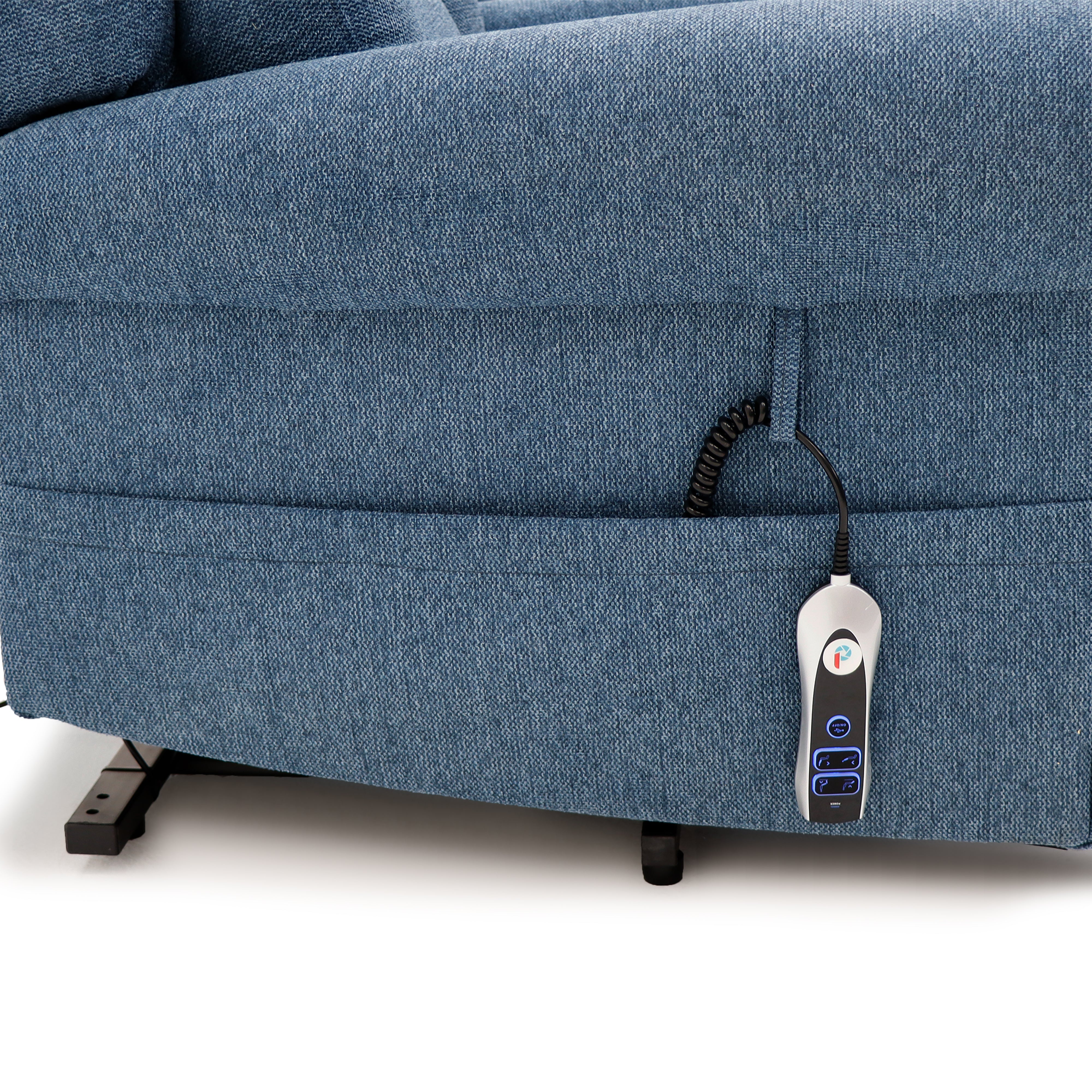 Notting Hill Petite Power Lift Riser Recliner Chair in Denim Blue Fabric