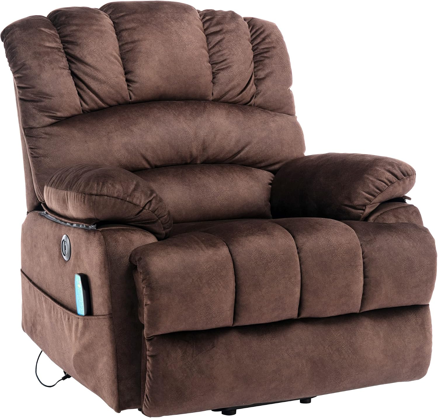 Devon Orthopaedic Power Lift Armchair in Warm Chestnut Brown Twill with OKIN Drive Motor, USB Charger & Lumbar Heat