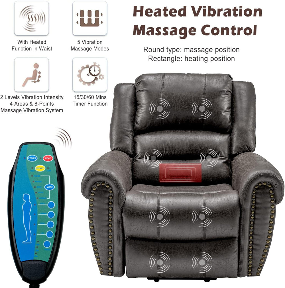 Chester Grey PU Leather Electric Riser Recliner with Massage