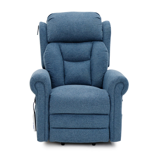 Notting Hill Petite Power Lift Riser Recliner Chair in Denim Blue Fabric
