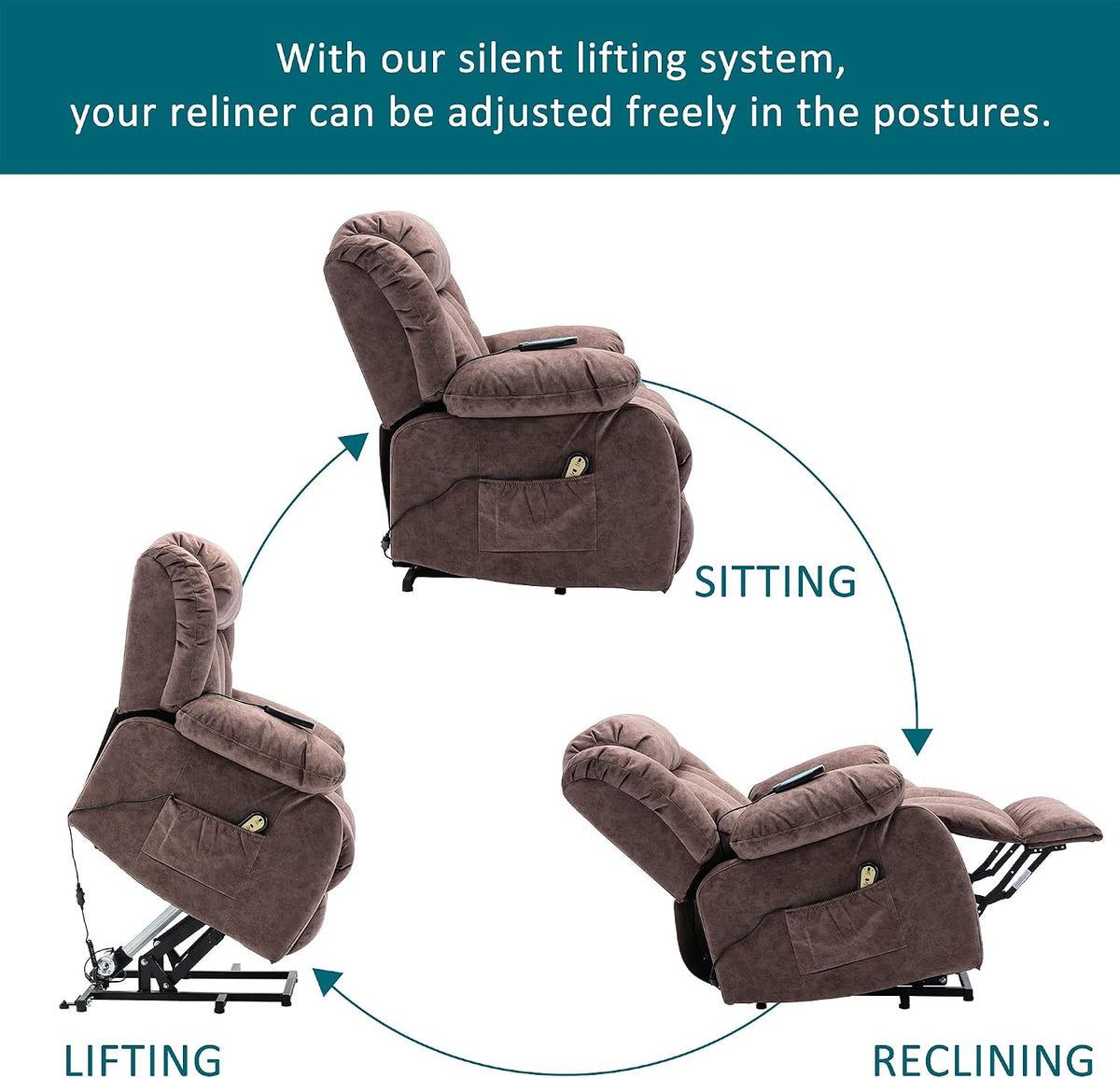 Cumbria Rise & Recline Massage Chair in Chocolate Brown