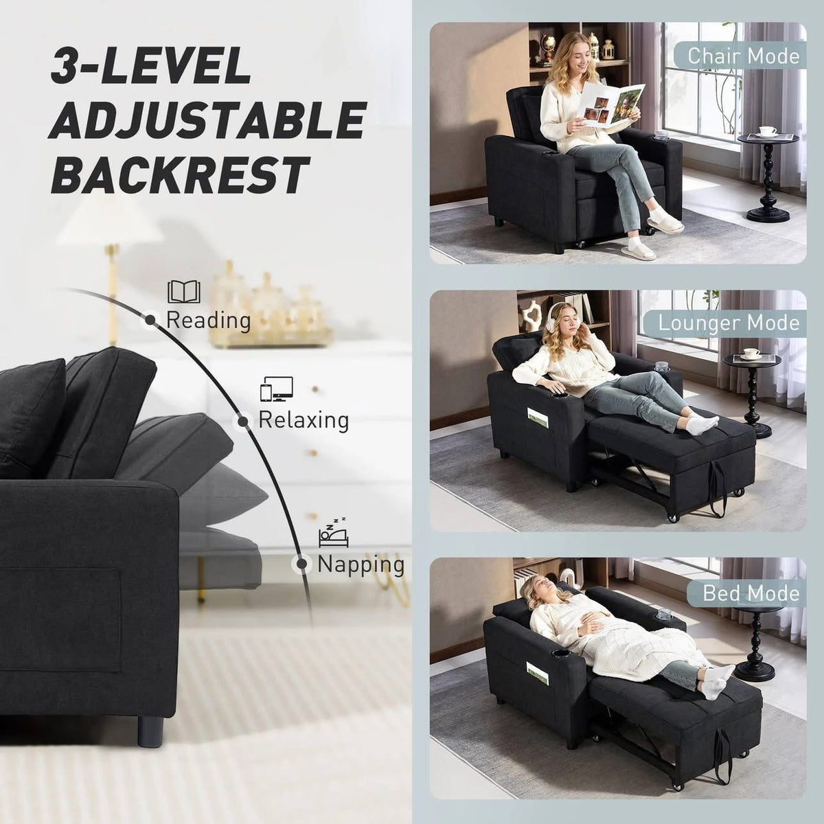 Adlington 3-in-1 Convertible Sleeper Chair