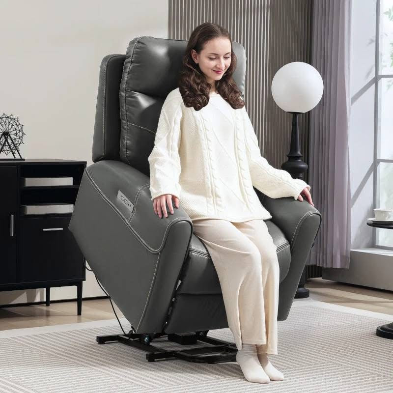 Drayton Dual Motor Power Lift Recliner Chair, Brown Leather