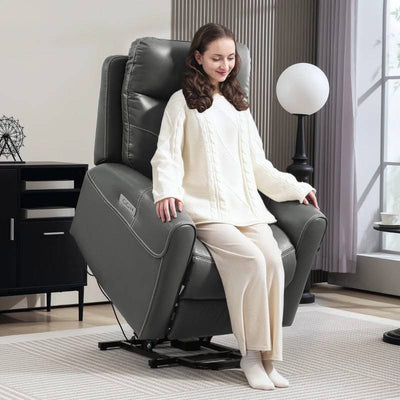 Drayton Dual Motor Power Lift Recliner Chair, Brown Leather