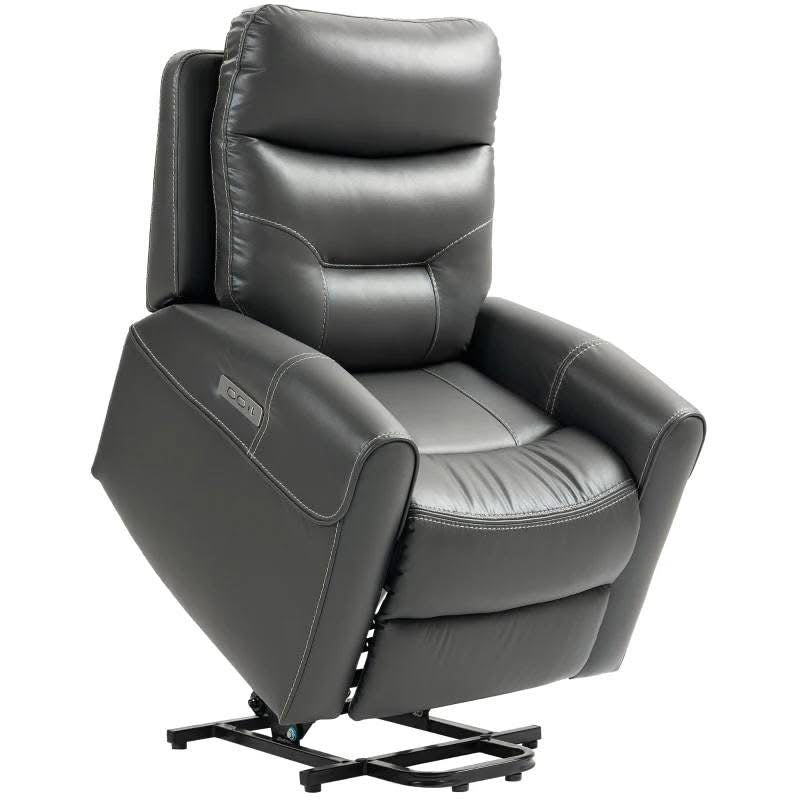 Drayton Dual Motor Power Lift Recliner Chair, Brown Leather