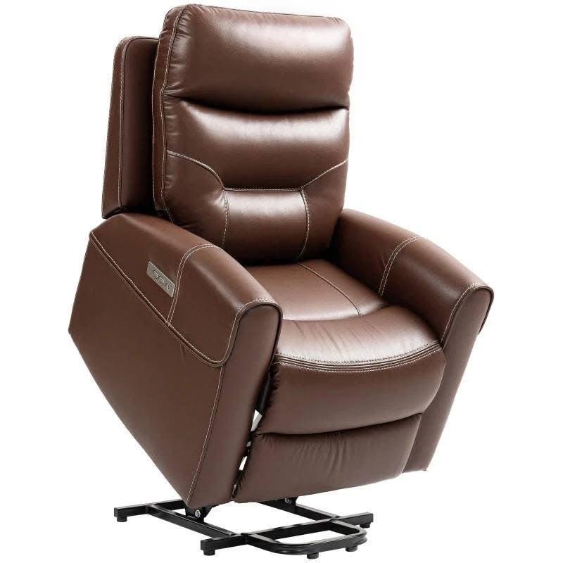 Drayton Dual Motor Power Lift Recliner Chair, Brown Leather