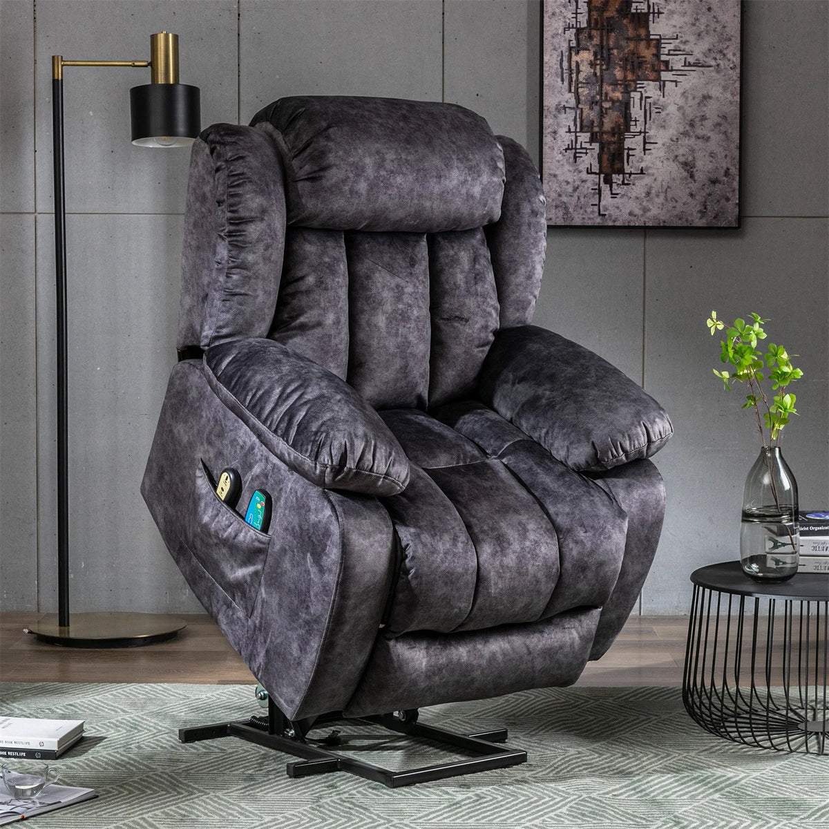 Cumbria Rise & Recline Massage Chair in Slate Grey