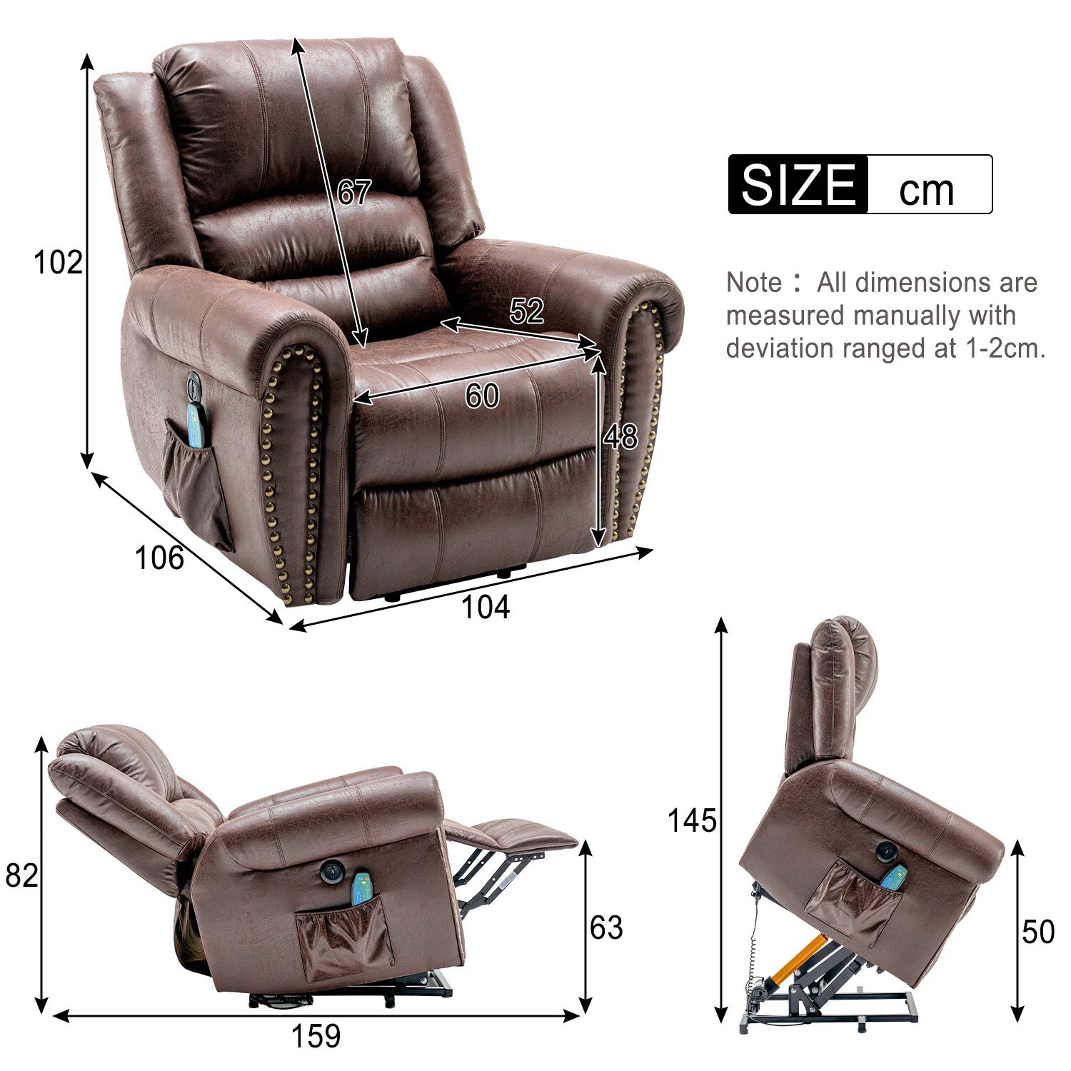 Georgia PU Leather Electric Riser Recliner with Massage Function