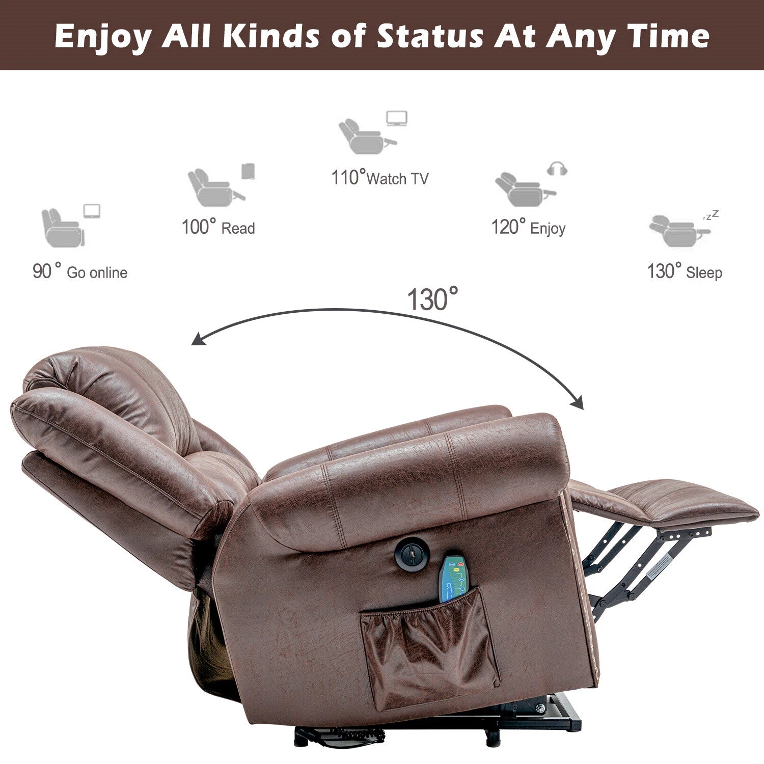 Georgia PU Leather Electric Riser Recliner with Massage Function