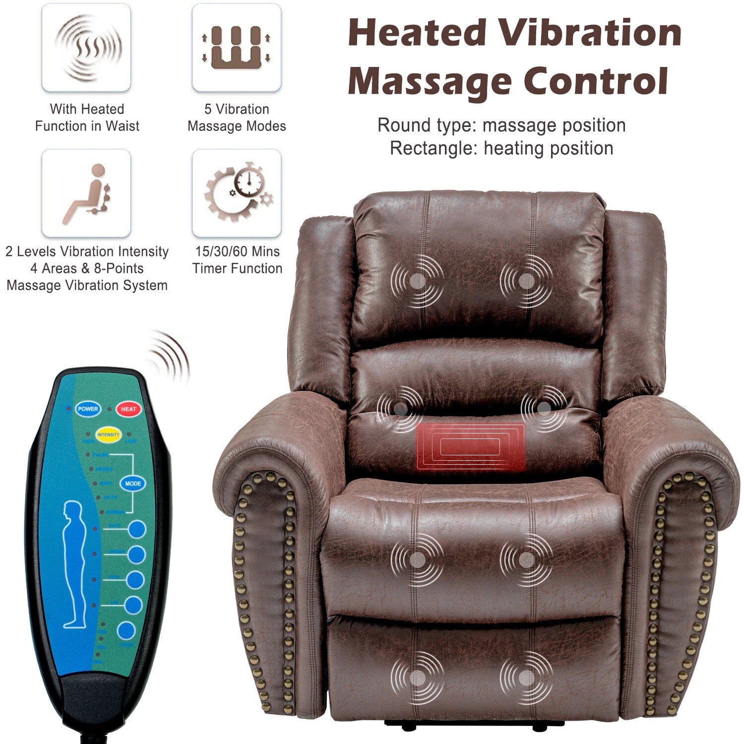 Georgia PU Leather Electric Riser Recliner with Massage Function