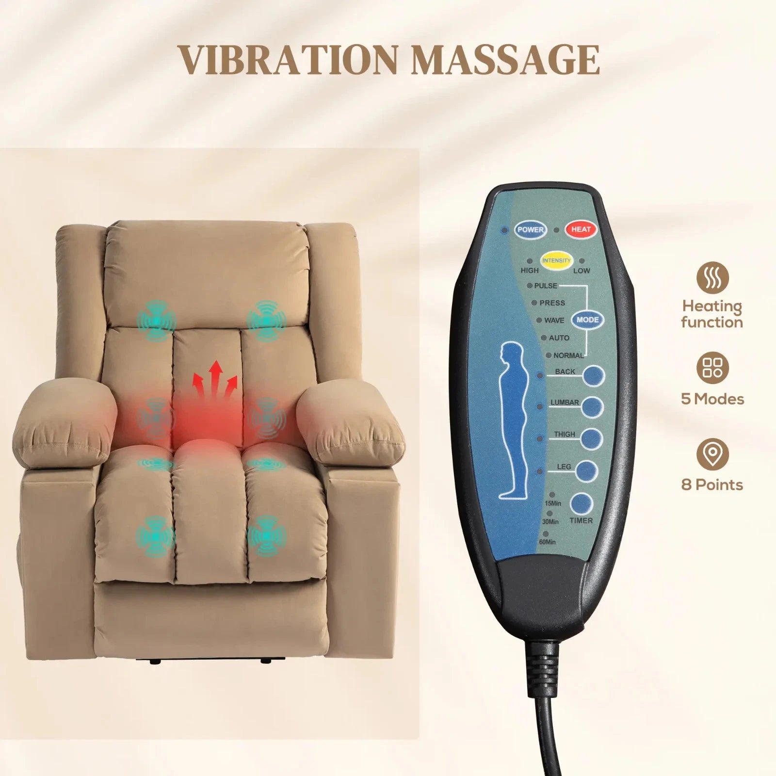 Maryland Assisted Reclining Sofa Chair with Massage