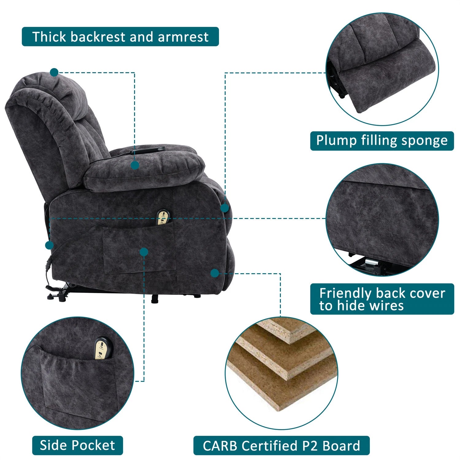 Oregon Elevating Recliner Chair with Relaxing Massage