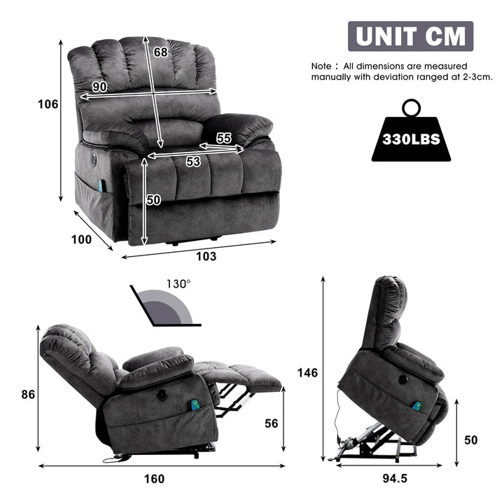 Hawaii Electric Lift-Up Recliner with Comfort Massage
