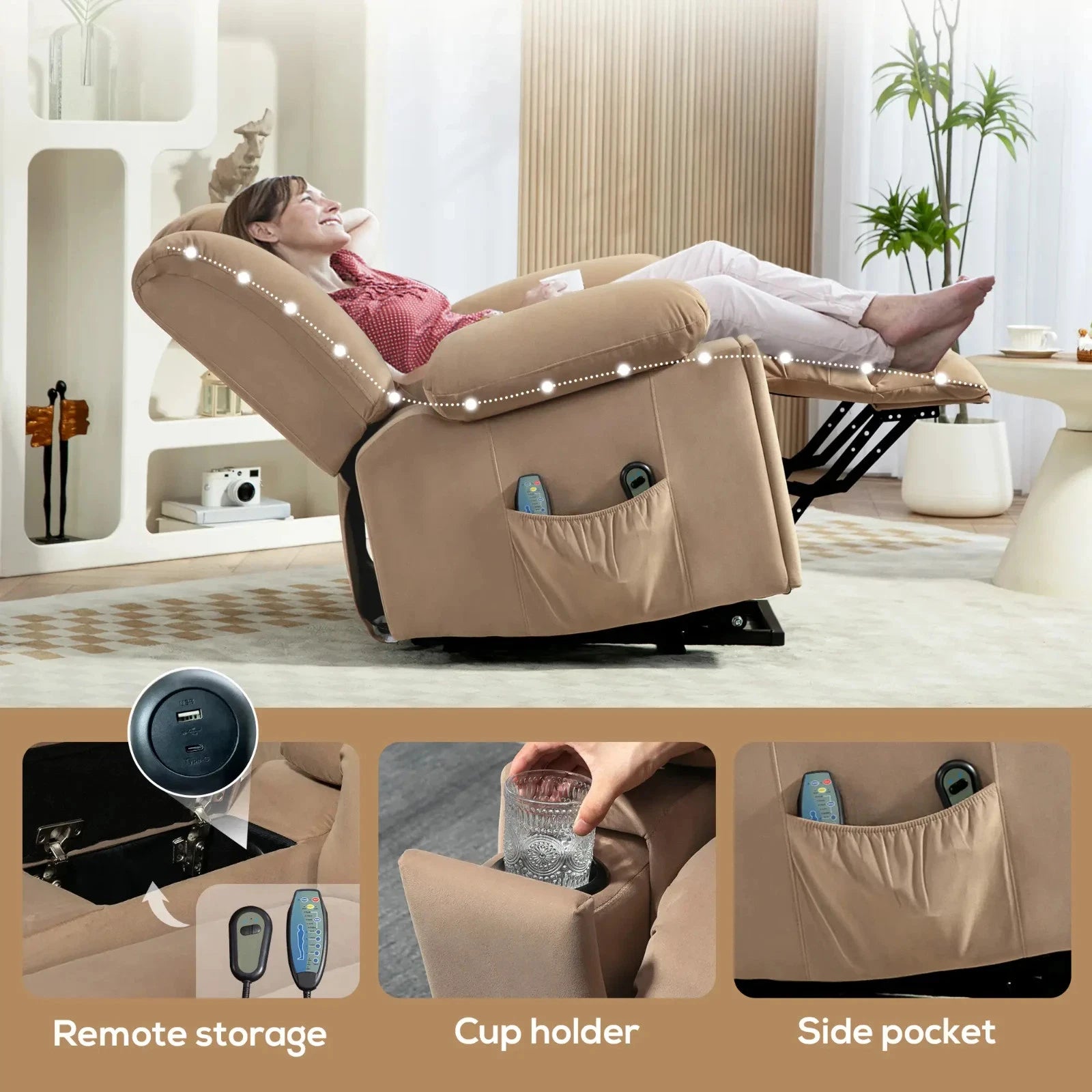 Maryland Assisted Reclining Sofa Chair with Massage
